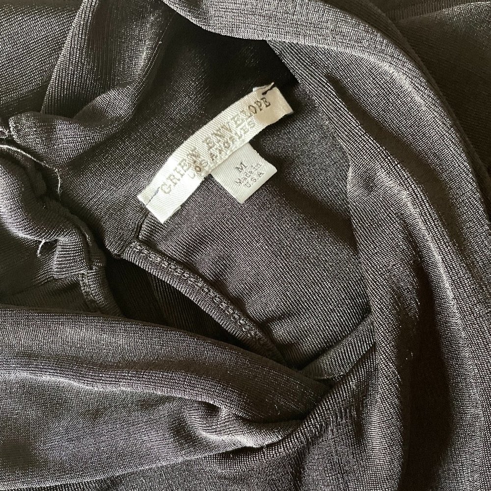 Green Envelope Black Long Sleeve Blouse, Size M